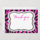 Zwarte roze zebra mode dierlijk meisje bedankt (Voorkant)