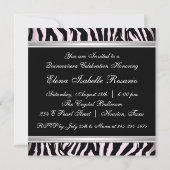 Zwarte Roze Zebra Quinceanera Uitnodiging (Achterkant)