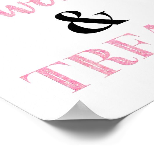 Zwarte roze zoet en behandelde desserttabel poster (Hoek)