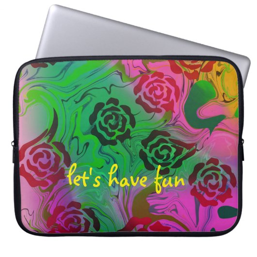 zwarte rozen abstracte elektronica laptop sleeve (Voorkant)