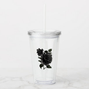 Zwarte Rozen Acryl Drinkbeker