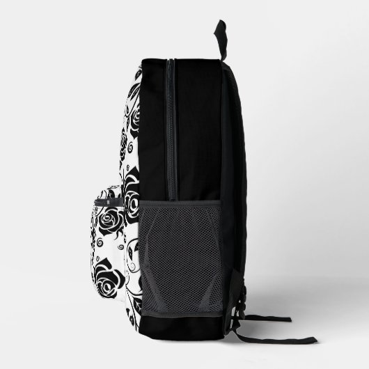 Zwarte Rozen Bedrukte Rugzak (Rechts)