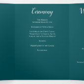 Zwarte Rozen Blauwgroen bruiloft Drieluik Programma (Binnenkant midden)