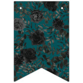 Zwarte Rozen Blauwgroen bruiloft Vlaggetjes (Eerste vlag)