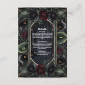 Zwarte Rozen Bloem Gothic Halloween Bruiloft Informatiekaartje (Voorkant)