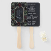 Zwarte Rozen Bloemen Gotische Halloween bruiloft Handwaaier (Voorkant en achterkant)