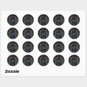 Zwarte Rozen Bloemen Gotische Halloween bruiloft Ronde Sticker (Vel)