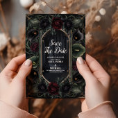 Zwarte Rozen Bloemen Gotische Halloween bruiloft Save The Date