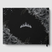Zwarte Rozen Bloemen Meisje Jurk Zilver Quinceañer Gastenboek (Achterkant)