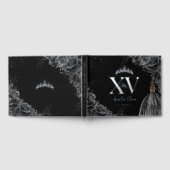 Zwarte Rozen Bloemen Meisje Jurk Zilver Quinceañer Gastenboek (Volledig)