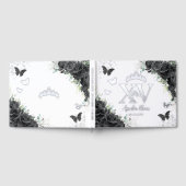Zwarte Rozen Bloemen Vlinders Zilver Quinceañera Gastenboek (Volledig)