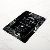 Zwarte Rozen Bloemen Zwart Zilver Zoet 16 Verjaard Folie Uitnodiging (Gedraaid)