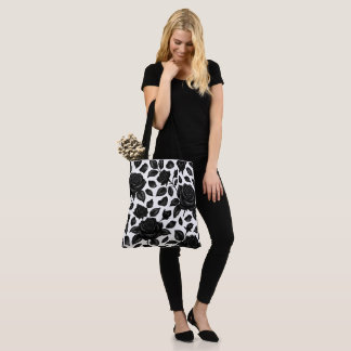 Zwarte Rozen Bloemige Boodschappentas Tote Bag