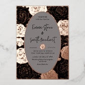Zwarte Rozen bruiloft Folie uitnodiging (Voorkant)