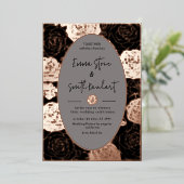 Zwarte Rozen bruiloft Folie uitnodiging (Staand Voorkant)