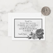 Zwarte Rozen Dank u kaarten Notitiekaartje (Voorkant / Achterkant in situ)