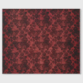 Zwarte Rozen en schedels op rood Cadeaupapier (Vlak)