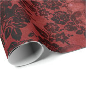 Zwarte Rozen en schedels op rood Cadeaupapier (Rol Hoek)