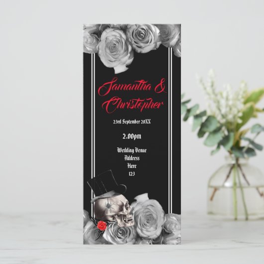 Zwarte-rozen- en schedeltrouwprogramma programmakaart (Staand voorkant)