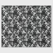 Zwarte Rozen en Skulls op wit Cadeaupapier (Vlak)