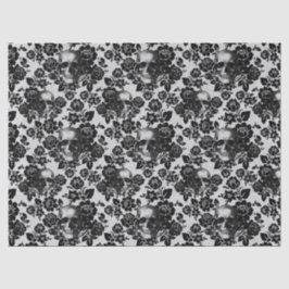 Zwarte Rozen en Skulls op witte ontkoppeling Tissuepapier
