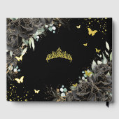 Zwarte Rozen Floral Quinceañera Quince 15 XV Gold Gastenboek (Achterkant)