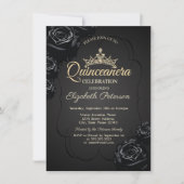 Zwarte Rozen Frame Quinceañera Kaart (Voorkant)