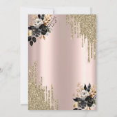 Zwarte Rozen Glitter Drips Bruiloft Jubileum Kaart (Achterkant)