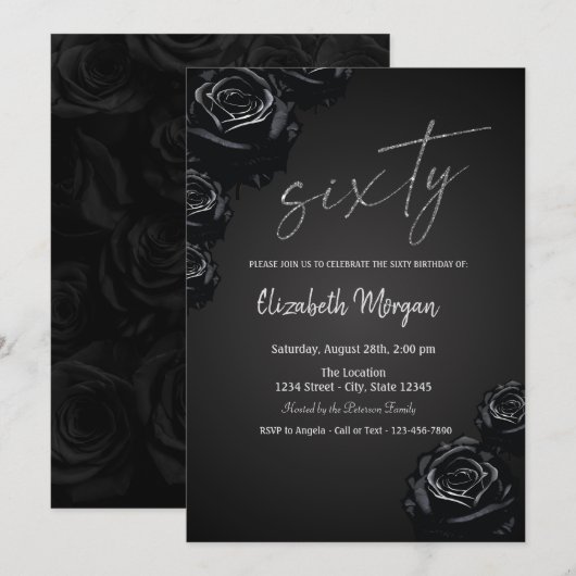 Zwarte Rozen Gothic 60ste verjaardag Kaart (Voorkant / Achterkant)