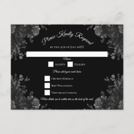 Zwarte Rozen Gothic Wedding RSVP Reageer Feestdagenkaart