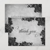 Zwarte Rozen Gotische bruiloft Bedankkaart (Voorkant / Achterkant)