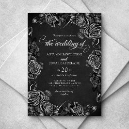Zwarte Rozen Gotische bruiloft Kaart