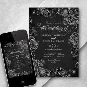 Zwarte Rozen Gotische bruiloft Kaart