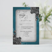 Zwarte Rozen Gotische bruiloft RSVP Kaartje (Staand voorkant)