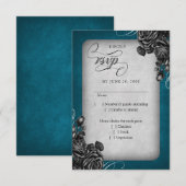 Zwarte Rozen Gotische bruiloft RSVP Kaartje (Voorkant / Achterkant)