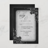 Zwarte Rozen Gotische bruiloft RSVP Kaartje (Voorkant / Achterkant)