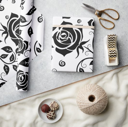 Zwarte Rozen Halloween Cadeaupapier (Crafts)