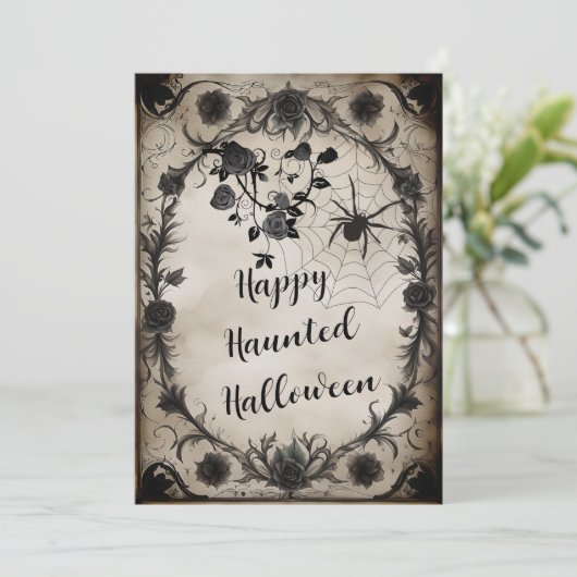  zwarte Rozen Halloween Kaart (Staand voorkant)