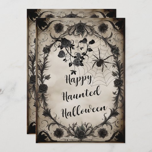  zwarte Rozen Halloween Kaart (Voorkant / Achterkant)