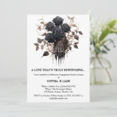 Zwarte Rozen Halloween verlovingsfeest Kaart (Staand voorkant)