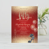 Zwarte Rozen Hoge Hakken Confetti, Rood 50ste Verj Kaart (Staand voorkant)