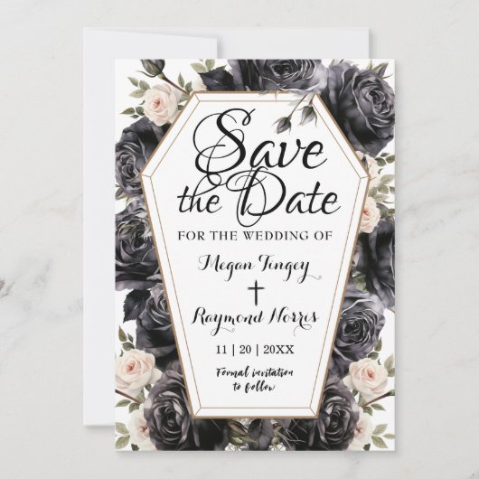  zwarte Rozen kist | Gothic bewaar de datum Kaart (Voorkant)