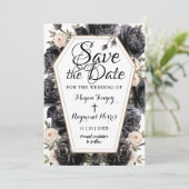 zwarte Rozen kist | Gothic bewaar de datum Kaart (Staand voorkant)