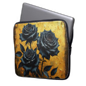 Zwarte Rozen Laptop Sleeve (Voorkant Links)