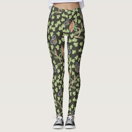 Zwarte Rozen Leggings voor wolvlinder (Voorkant)