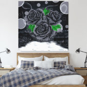 Zwarte Rozen Onder Nachthemel Canvas Afdruk (Insitu (Slaapkamer))