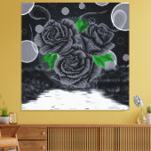 Zwarte Rozen Onder Nachthemel Canvas Afdruk (Insitu (Woonkamer))