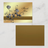 Zwarte Rozen op gouden bedankkaart Notitiekaartje (Voorkant / Achterkant)