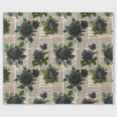Zwarte Rozen op krantenpapier Cadeaupapier (Vlak)