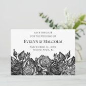 Zwarte Rozen op Witte Save the Date STD Kaart (Staand voorkant)